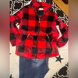 Buffalo plaid Fleece Zip Up